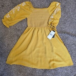Xtraordinary Mustard Yellow Embroidered Dress